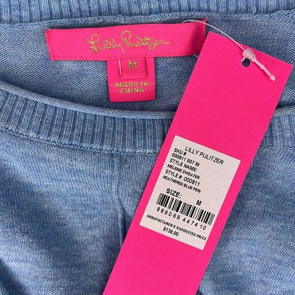 Lilly Pulitzer Melenie Coolmax Sweater Heathered Blue Peri NWT - Picture 6 of 8
